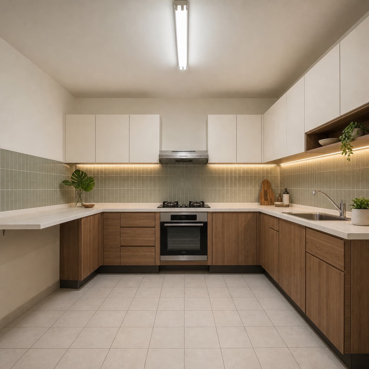 Tropical modern AI redesign of BTO kitchen