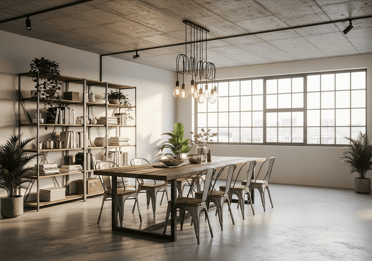 Industrial Loft Dining Room design Singapore