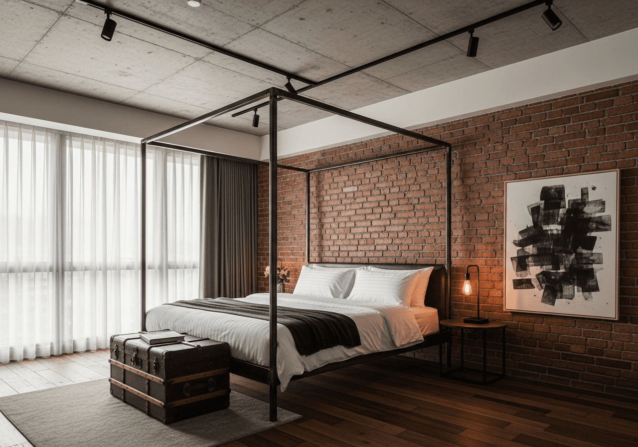 Industrial Loft Master Bedroom design Singapore