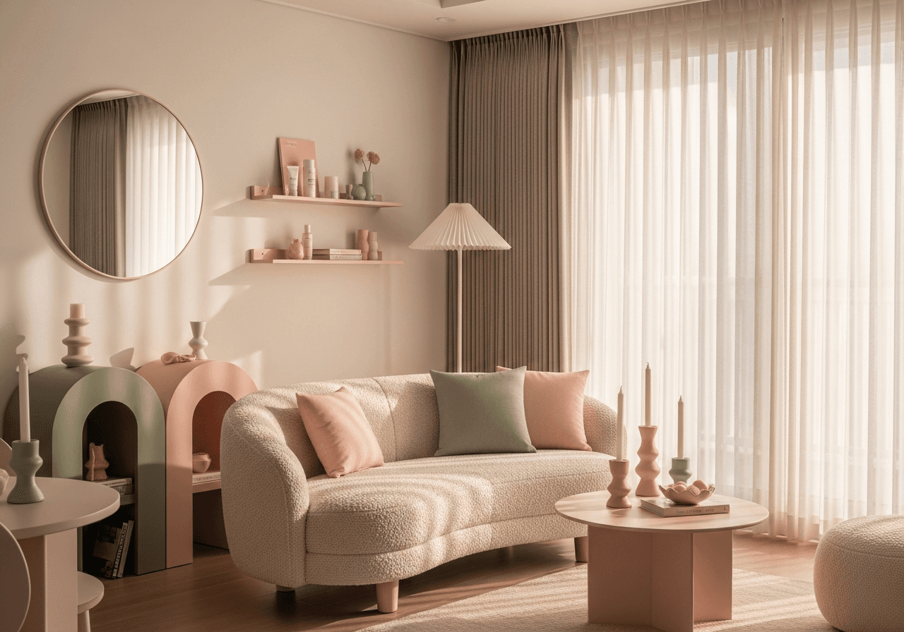 korean minimalist design for 47 sqm 2-room flexi HDB living room