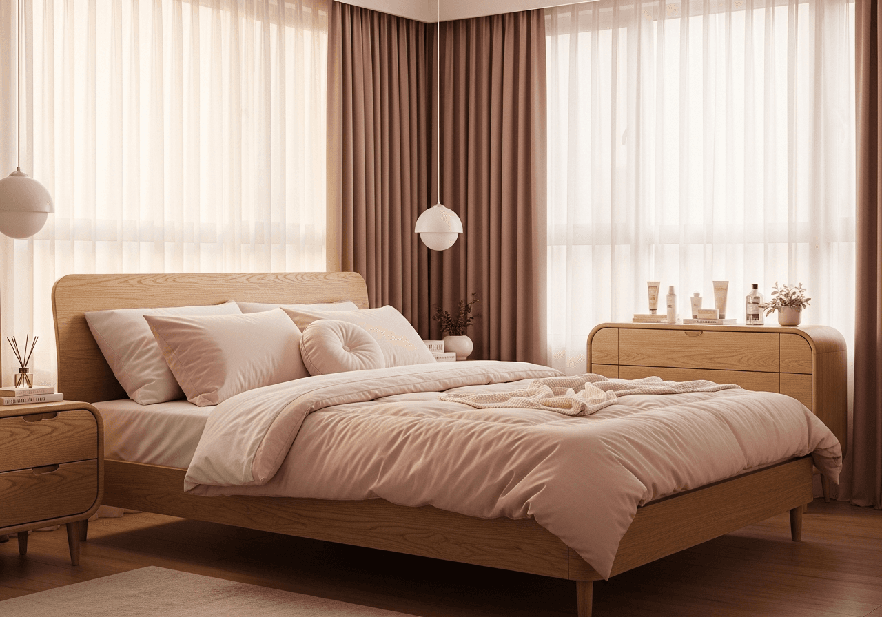 2-Room Flexi HDB Master Bedroom in Korean Minimalist style — AI design by ElumiHome