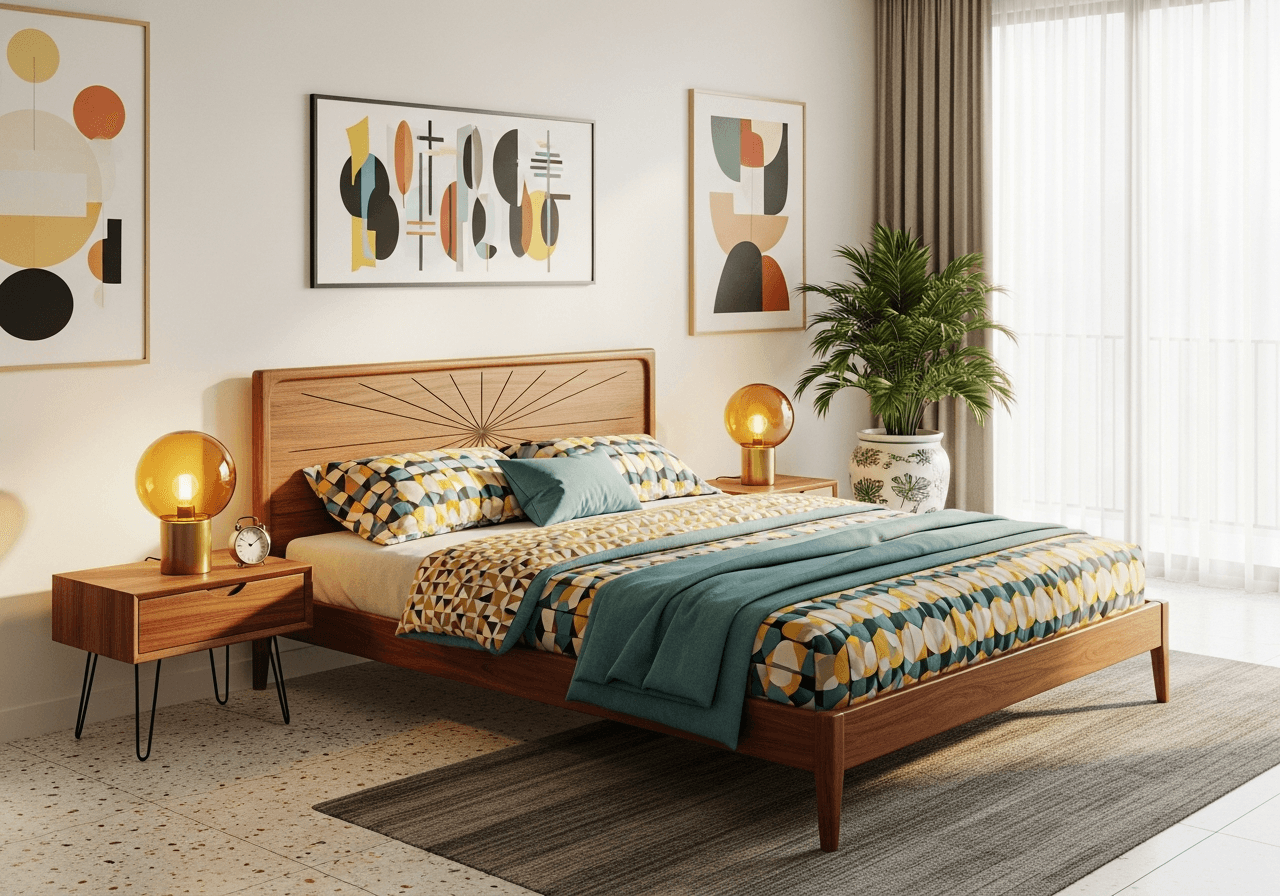 Mid-Century Modern Tropical Master Bedroom design Singapore