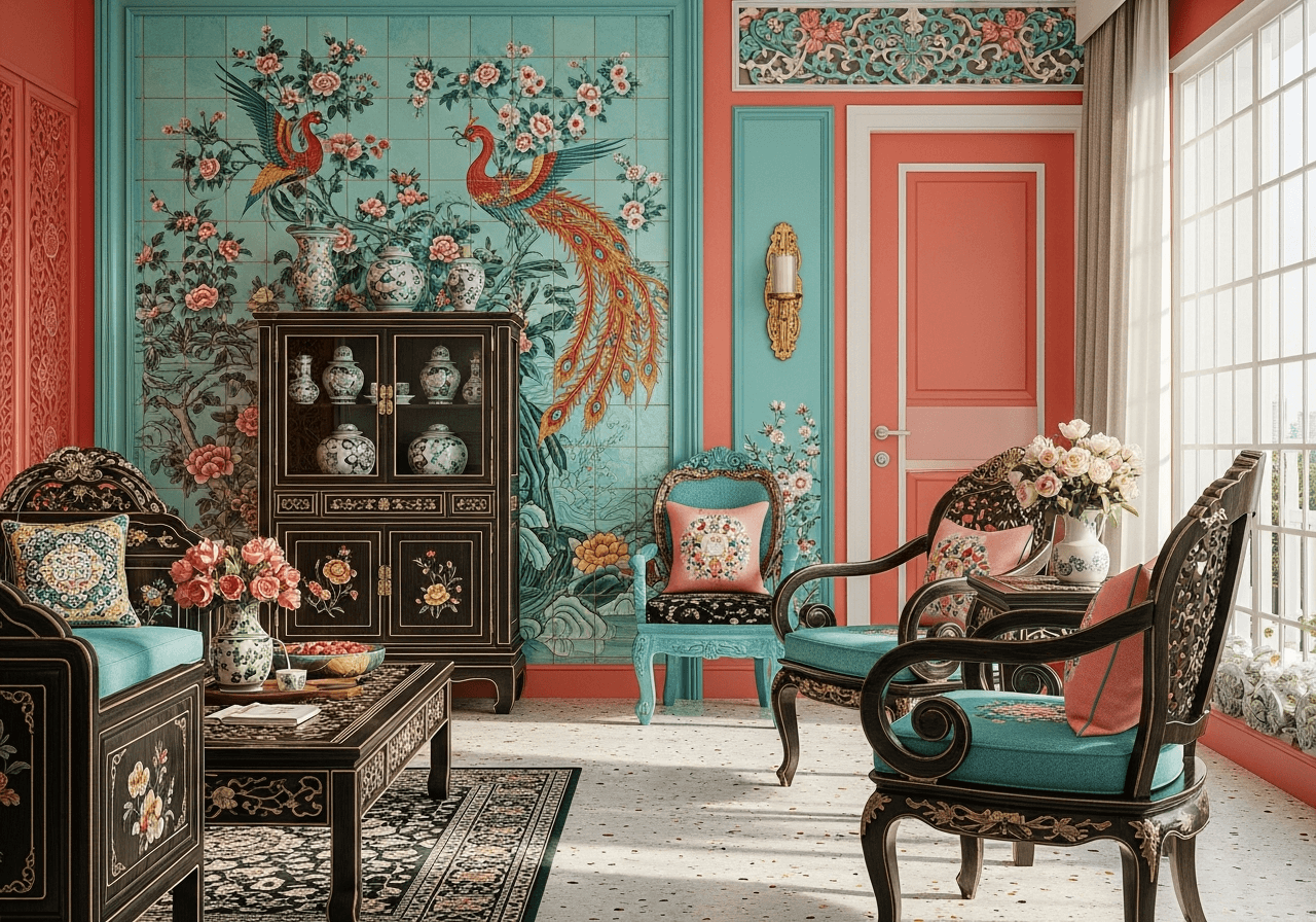 Peranakan-Inspired Living Room design Singapore